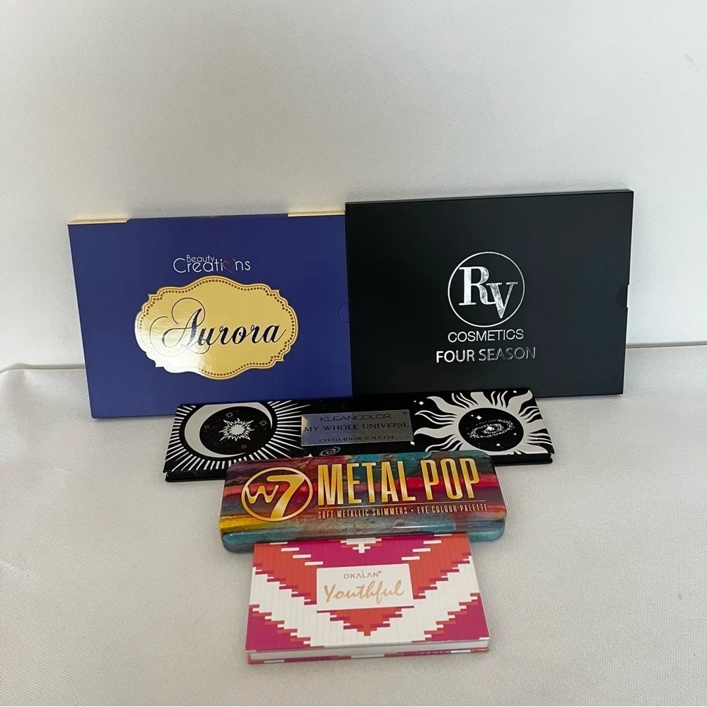 Lot 5 pieces Beauty Creations Aurora RV Cosmetics Palette W7 Okalan Kleancolor